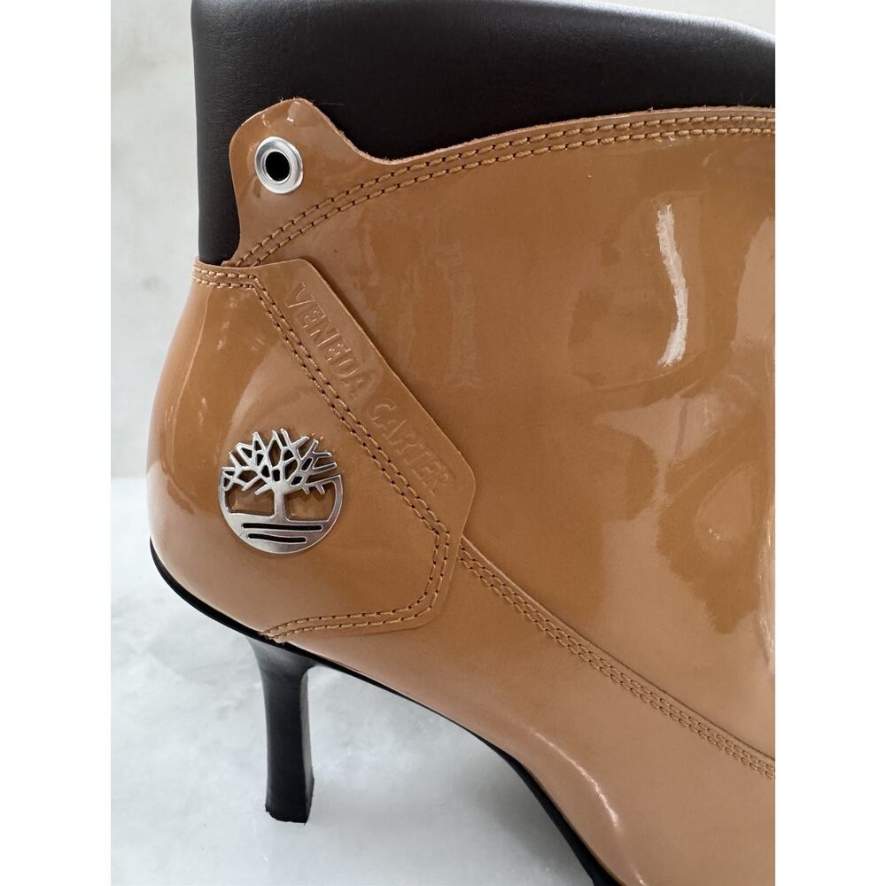 Timberland x Veneda Carter Glazed Patent Leather Zip Boots Tan Sz 8 Read Descrip - Picture 13 of 13